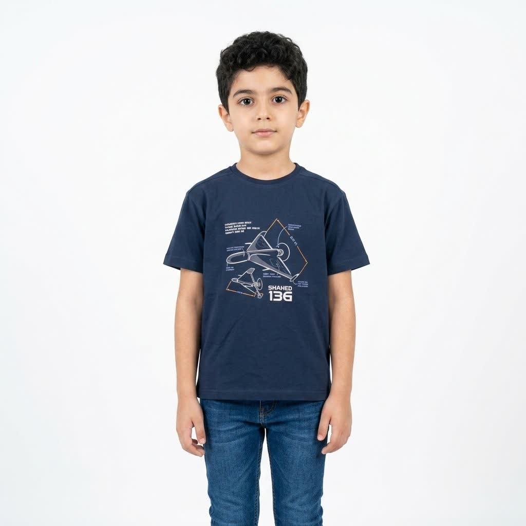 تیشرت پسرانه با طرح پهپاد شاهد 136