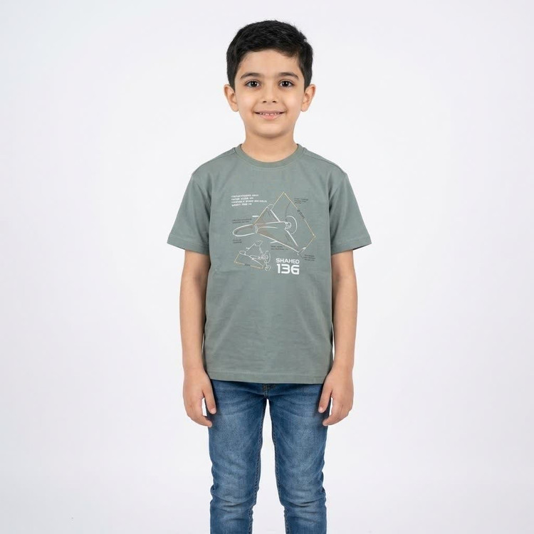تیشرت پسرانه با طرح پهپاد شاهد 136